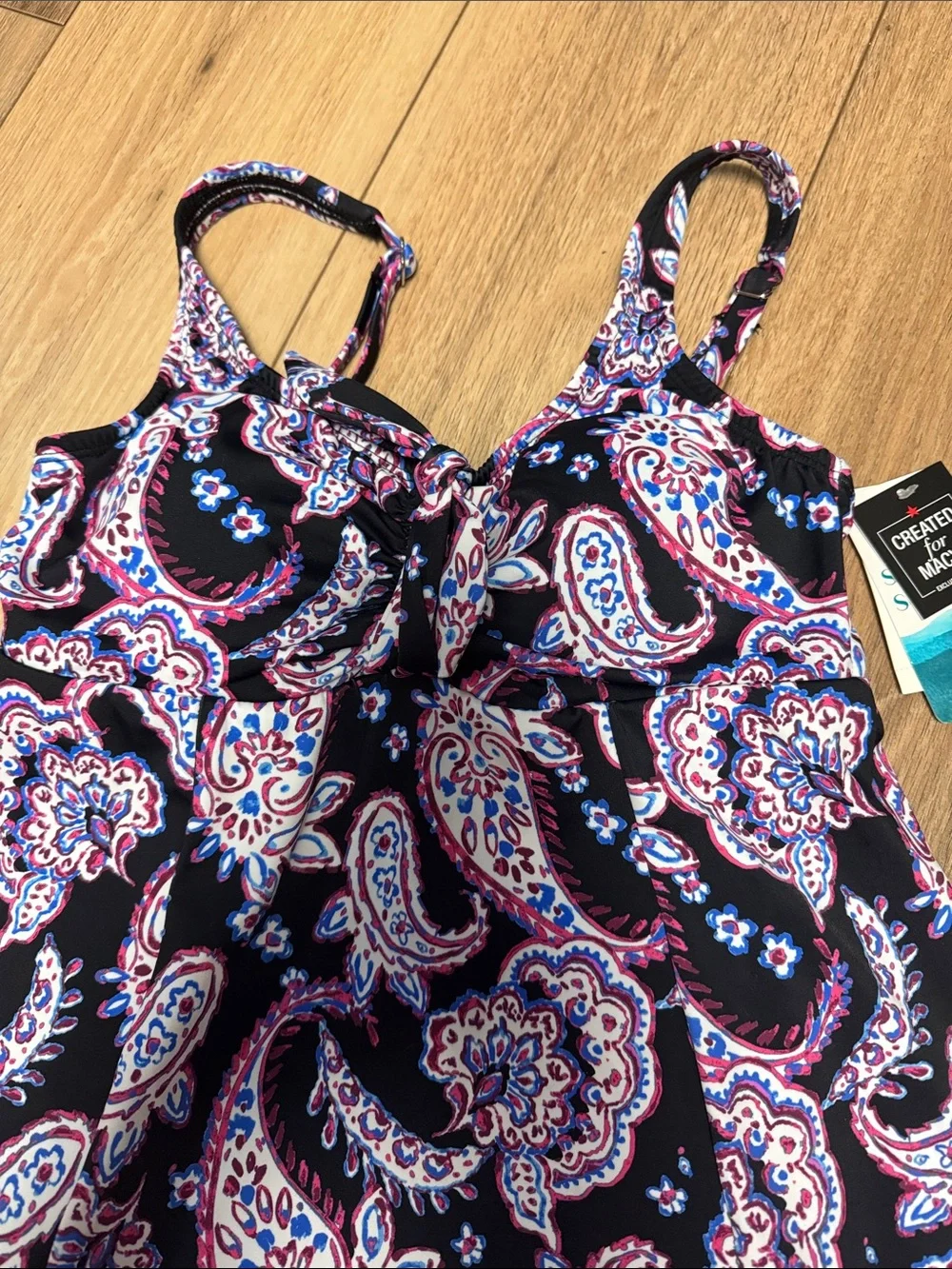 Swim Solutions NWT 10 Black pink blue Paisley SLIMMING One-Piece Swimdress - Picture 4 of 8